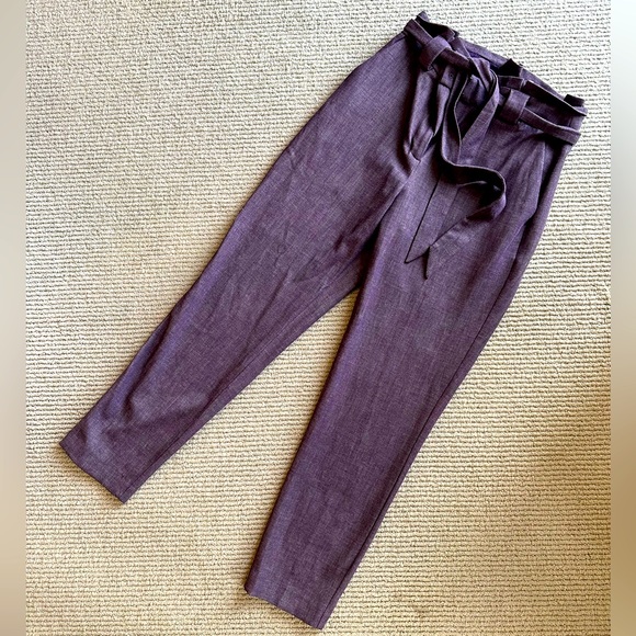 Express Pants & Jumpsuits Eggplant Express Paperbag Ankle Pants
